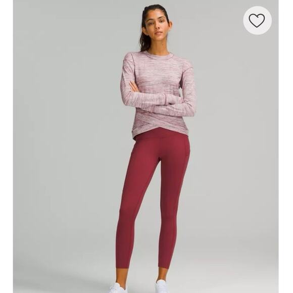 NWOT Lululemon Fast & Free Brushed Nulux 25” High-Rise Tight Red Maroon Size 2 - Picture 2 of 10